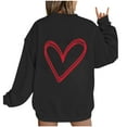thumbnail image 4 of WREESH Oversized Sweatshirt for Women Crewneck Pullover Heart Graphic Loose Spring Tops Valentine Gifts Black, 4 of 5