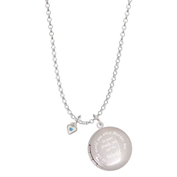 Delight Jewelry Silvertone Mini March - Hot Blue Crystal Heart To the World You are a Mother Locket Necklace