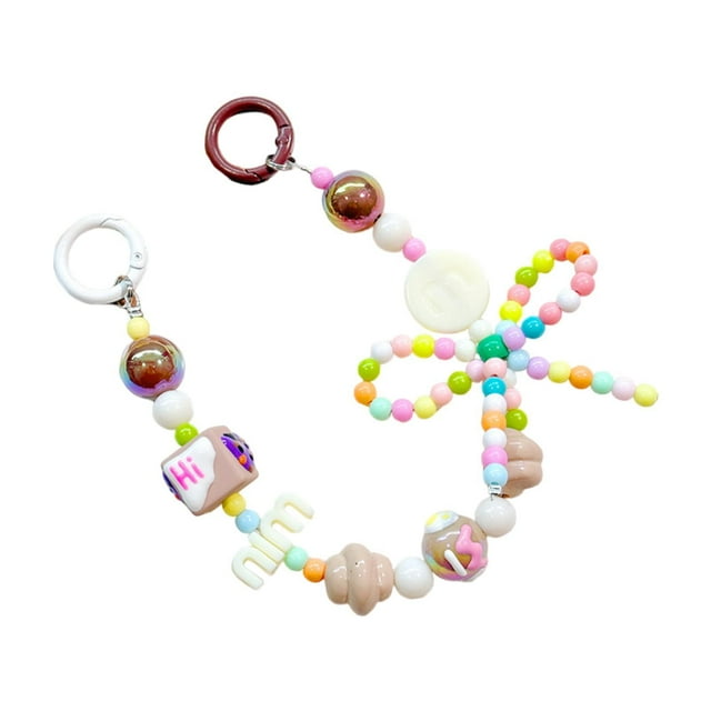 Llavero con cuentas, accesorio ligero de dibujos animados, colgante decorativo para Marrón