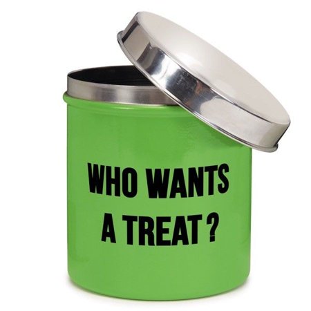 - Chit Chat Dog Treat Canister Green Stainless Steel