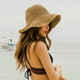 thumbnail image 2 of Zhengup Womens Floppy Straw Sun Hat Foldable Packable Wide Brim Summer Beach Hat Crochet Bucket Hat, 2 of 6