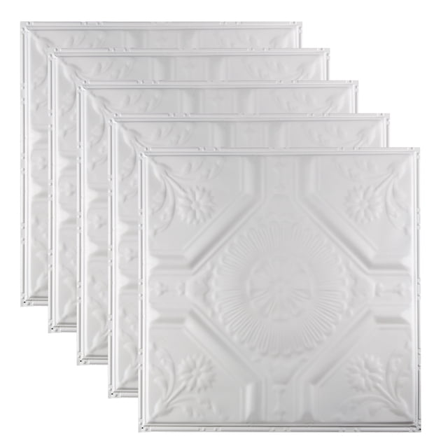 Great Lakes Tin Rochester Matte White 2ft x 2ft Nail Up Ceiling Tiles (5 Pack)