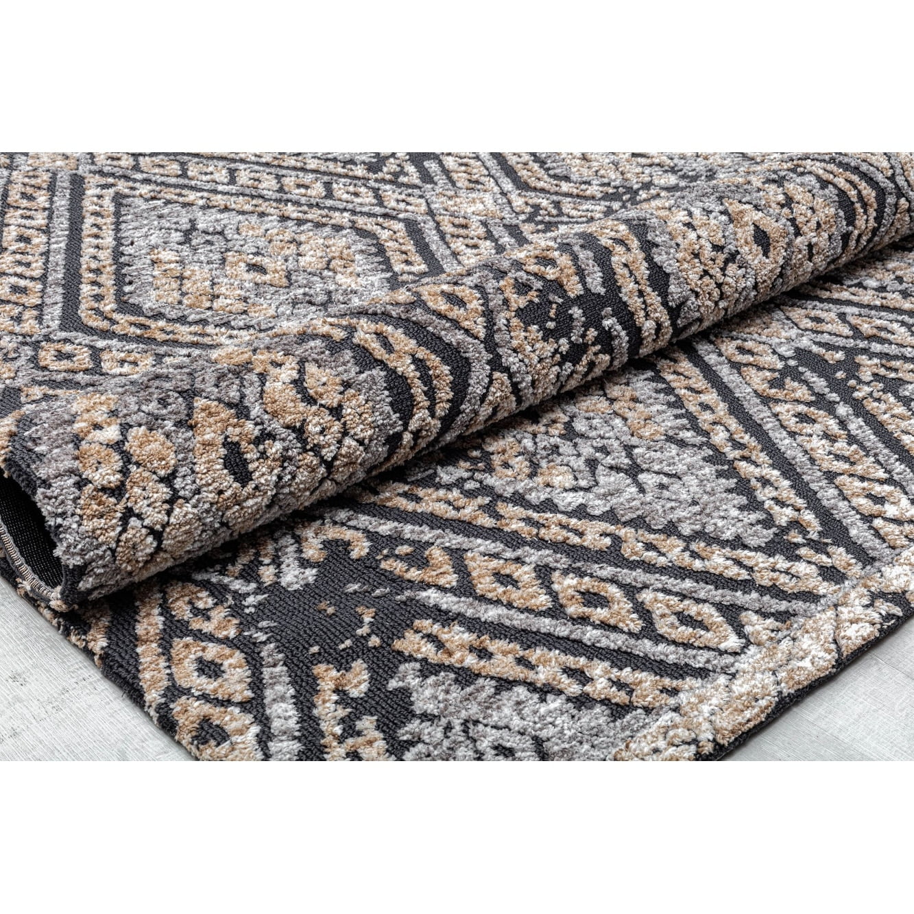 Rugs America GA10A Charcoal Diamond Diamond Bohemian Charcoal Area Rug, 2'0"x3'0" Ideal for Living Room, Bedroom, Dining Room and More