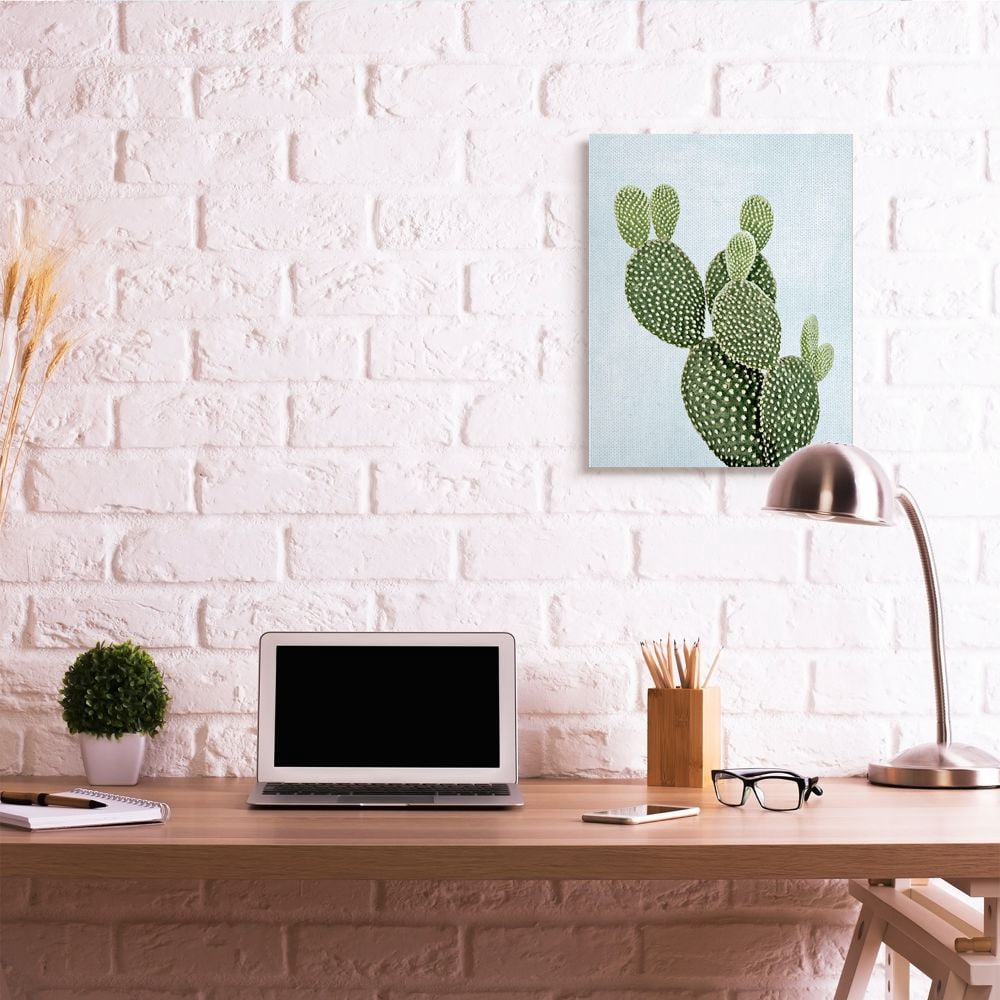 Stupell Industries Unique Desert Cactus Plant Prickly Pear Blue Green Canvas Wall Art Design by Mia Jensen, 24" x 30"