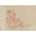 thumbnail image 2 of Jean-Antoine Watteau 18x14 Black Ornate Wood Framed Double Matted Museum Art Print Titled - Seated Guitarist (Recto), 2 of 5