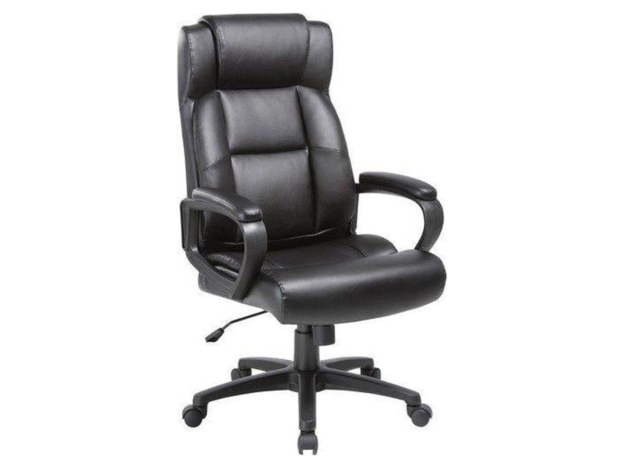 Lorell Soho High-back Leather Executive Chair - Black Bonded Leather Seat - Black Bonded Leather Back - 5-star Base - 18.39" Seat Width - 28.5" Length x 29" Width x 28" Depth x 46" Height - 1 Each - image 4 of 7