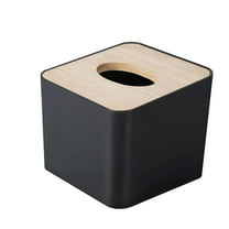 LAMIRO Tissue Box Cover,Tissue Holders,Tissue Box Holder for Bathrooms,Bamboo Cover Plate,Home and Office,4.1 * 4.1 * 3.7in (Black)