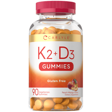 Vitamin D3   K2 Gummies | 90 Count | For Men and Women | by Carlyle