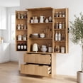 thumbnail image 3 of Mintazer 72" Modern Fluted Freestanding Kitchen Pantry Storage Cabinet with 2 Door & 2 Drawers, Large Storage Hutch with 8 Spice Door Racks for Kitchen Dining Room Bathroom, Natural, 3 of 13