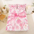 thumbnail image 5 of Manfei Pink Rose Floral Bow Queen Sheet Sets For Girl,Watercolor Bloom Flowers Bed Set,4pcs, 5 of 6