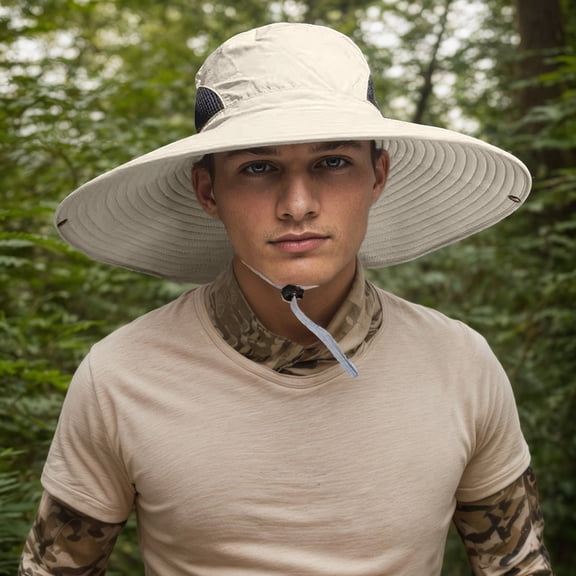 HNMKIU Breathable Sun Hat for Outdoor Fishing Hiking and Travel with Adjustable Drawstring Lightweight UPF Khaki,One Size