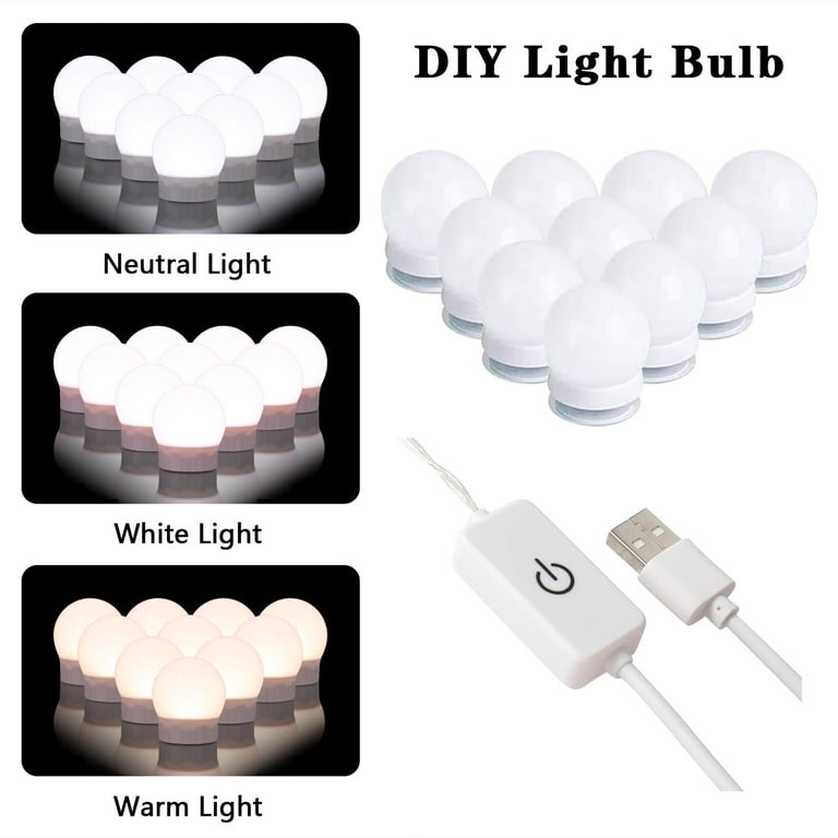 Ktaxon Vanity Set with 3 Color Lighted Mirror, Makeup Table