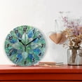 thumbnail image 2 of Abstract Floral Stained Glass Round Wall Clock Battery Operated Silent Non-Ticking Bedroom Office Kitchen Home School Decor 10"(Black), 2 of 10