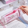 thumbnail image 7 of MMJ Mesh Pencil Pouch Transparent Large Capacity Stationery Bag Pen Container Stand Up Dual Use Student Organizer 8.78x3.35x3.35in, 7 of 7