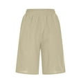 thumbnail image 5 of BLVB Summer Shorts for Women Cotton Linen Elastic Waist Shorts Beach Vacation Trendy Bermuda Shorts with Pockets, 5 of 7