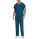 thumbnail image 1 of Ceisia Men's Solid Color V-Neck Nurse Uniform Set, Short Sleeve Scrub Top with Elastic Waist Pants for Healthcare Professionals Navy M Gifts, 1 of 7