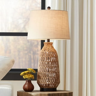 Wicker basket discount table lamp