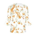 thumbnail image 5 of MesaSe Womens Tops Ladies Top Floral Print V-Neck Short Sleeve Button T-Shirt Beige L, 5 of 5