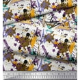 thumbnail image 3 of Soimoi Brown Moss Georgette Fabric Triangle & Brush Stroke Abstract Printed Craft Fabric by the Yard 42 Inch Wide, 3 of 3