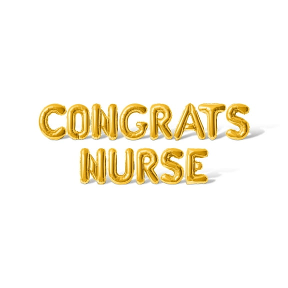 Letter Balloons - CONGRATS NURSE 16" Inch Alphabet Letters Foil Mylar Balloon Graduation Day Party Banner (Gold)