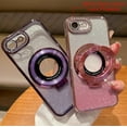 thumbnail image 3 of for iPhone 16e Magnetic Ring Stand Case Compatible with MagSafe, Bling Sparkly Phone Cover with Crystal Diamonds Rhinestone Case with Camera Lens Protector for iPhone 16e 6.1" (Silver), 3 of 12