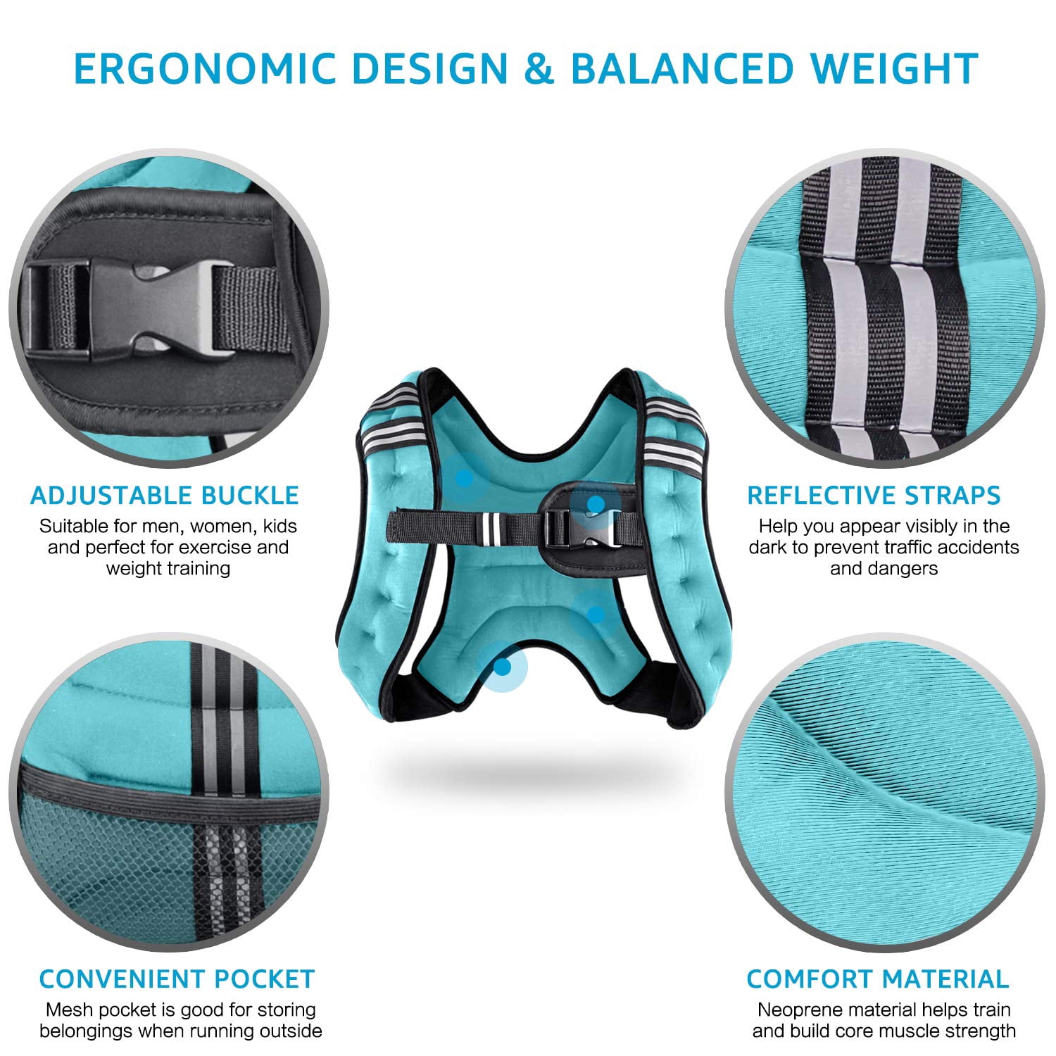 Blue 8 lbs Weighted Vest for Men and Women Workout Running Jogging Walking