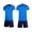 Blue-B, variant on Color Block Camouflage Print Soccer Training Set V-Neck Short Sleeve Top with Elastic Waist Shorts Quick Dry Athletic Uniform, for 5-15Y