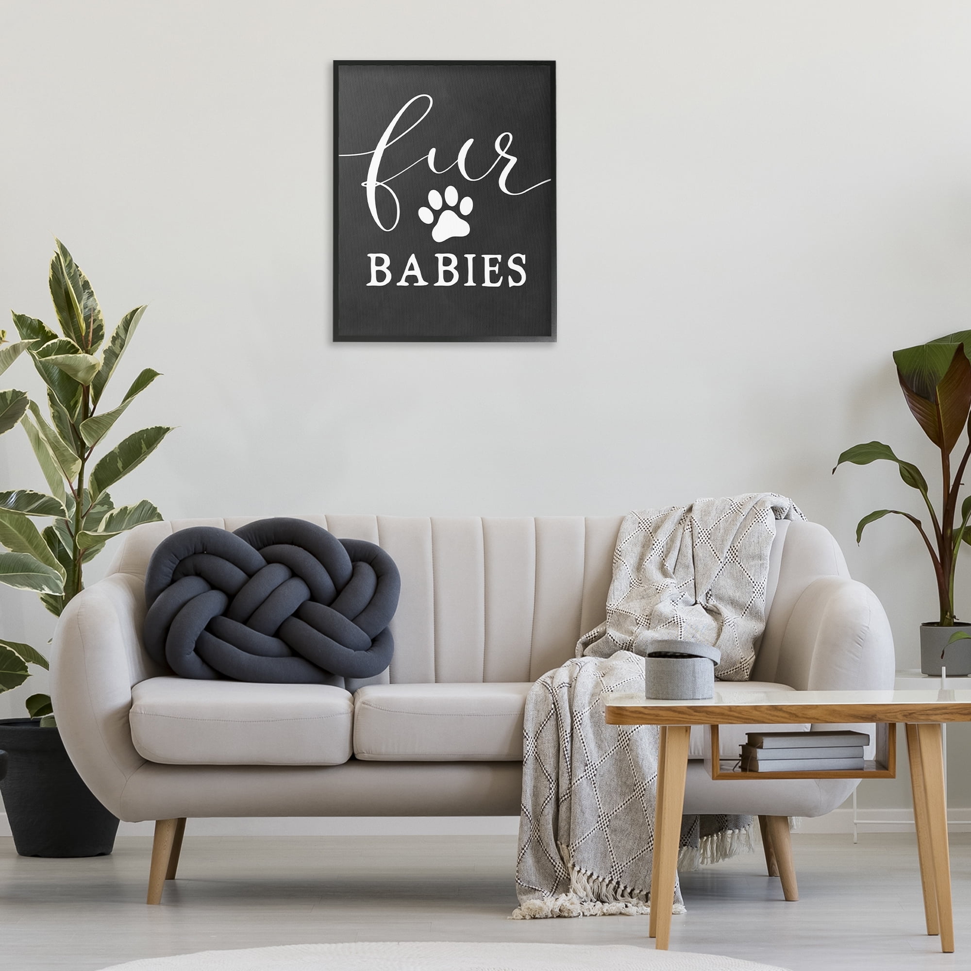 Stupell Industries Fur Babies Pet Phrase Typography Painting Black Framed Art Print Wall Art, 24 x 30