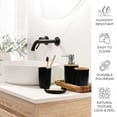 thumbnail image 3 of CERBIOR Bathroom Soap Toothbrush Holder Dish Set, Elegant 6-Piece Bamboo & Plastic Accessories, Black, 3 of 9