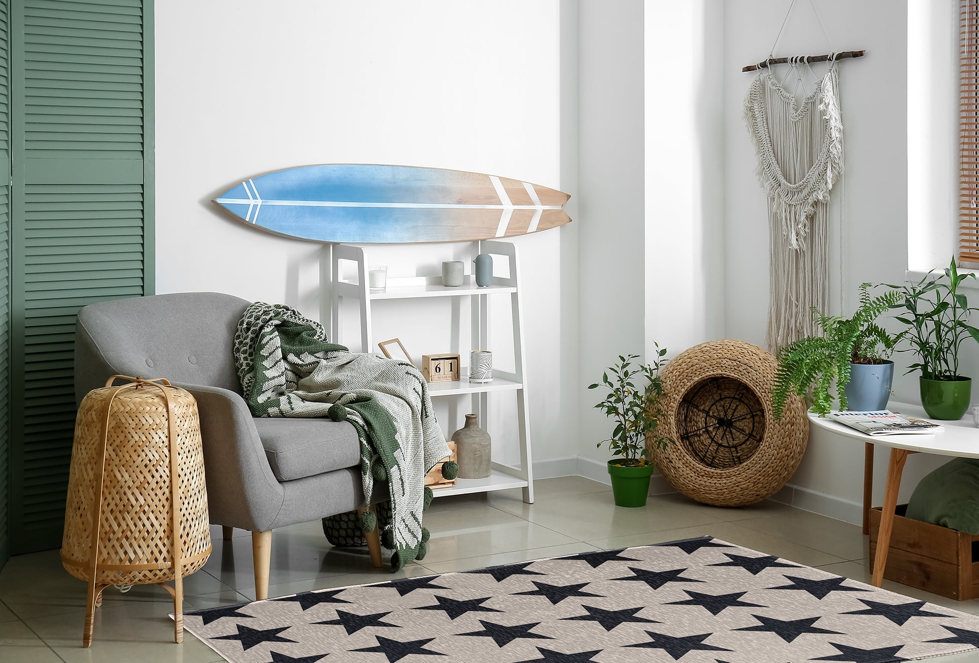 4' x 6' Simply Daisy Stars Americana Chenille Area Rug, Blue