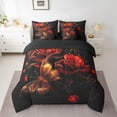 thumbnail image 2 of Castle Fairy Flower Rose Bedding Comforter Set,Romantic Gold Butterfly Queen Bedding Sets, 2 of 8