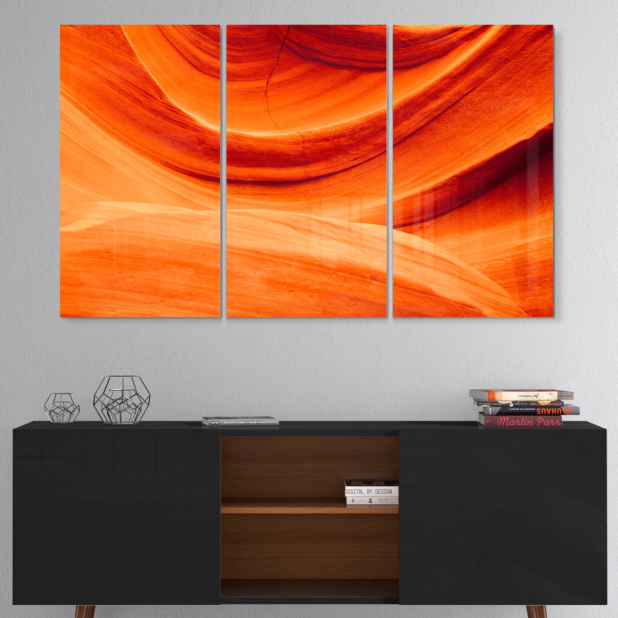 Antelope Canyon Orange 28 in x 36 in Painting Art Prints, by Designart Set of 3
