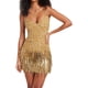 thumbnail image 1 of Mujeres sin mangas Strappy Mini Vestido Glitter Borlas Lentejuelas Flecos Sexy Vestido de fiesta, 1 of 5