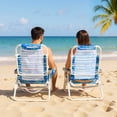 thumbnail image 4 of Costway 2 Pack Folding Beach Chair Lightweight Lay Flat Lounge Chair with Head Pillow Blue, 4 of 10