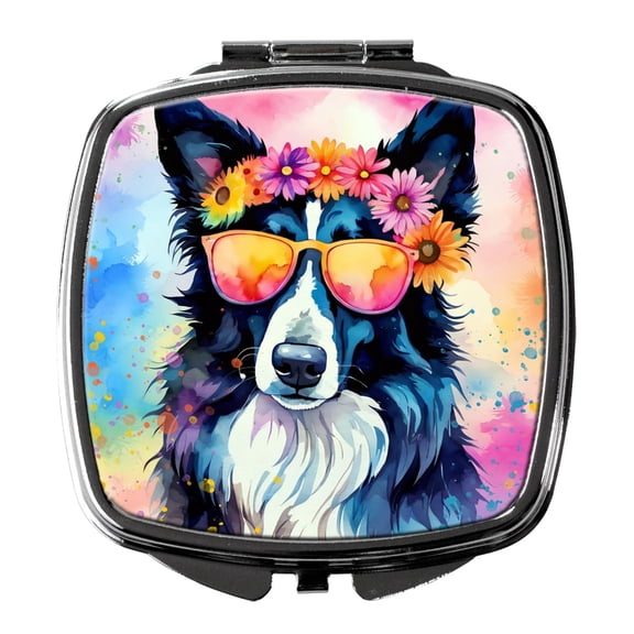 Carolines Treasures DAC2466SCM 3 x 2.75 in. Border Collie Hippie Dawg Compact Mirror
