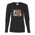 thumbnail image 2 of Wild Bobby Beauty From Ashes Groovy Font With Stars Vintage Women Graphic Long Sleeve Tee, Black, Small, 2 of 6