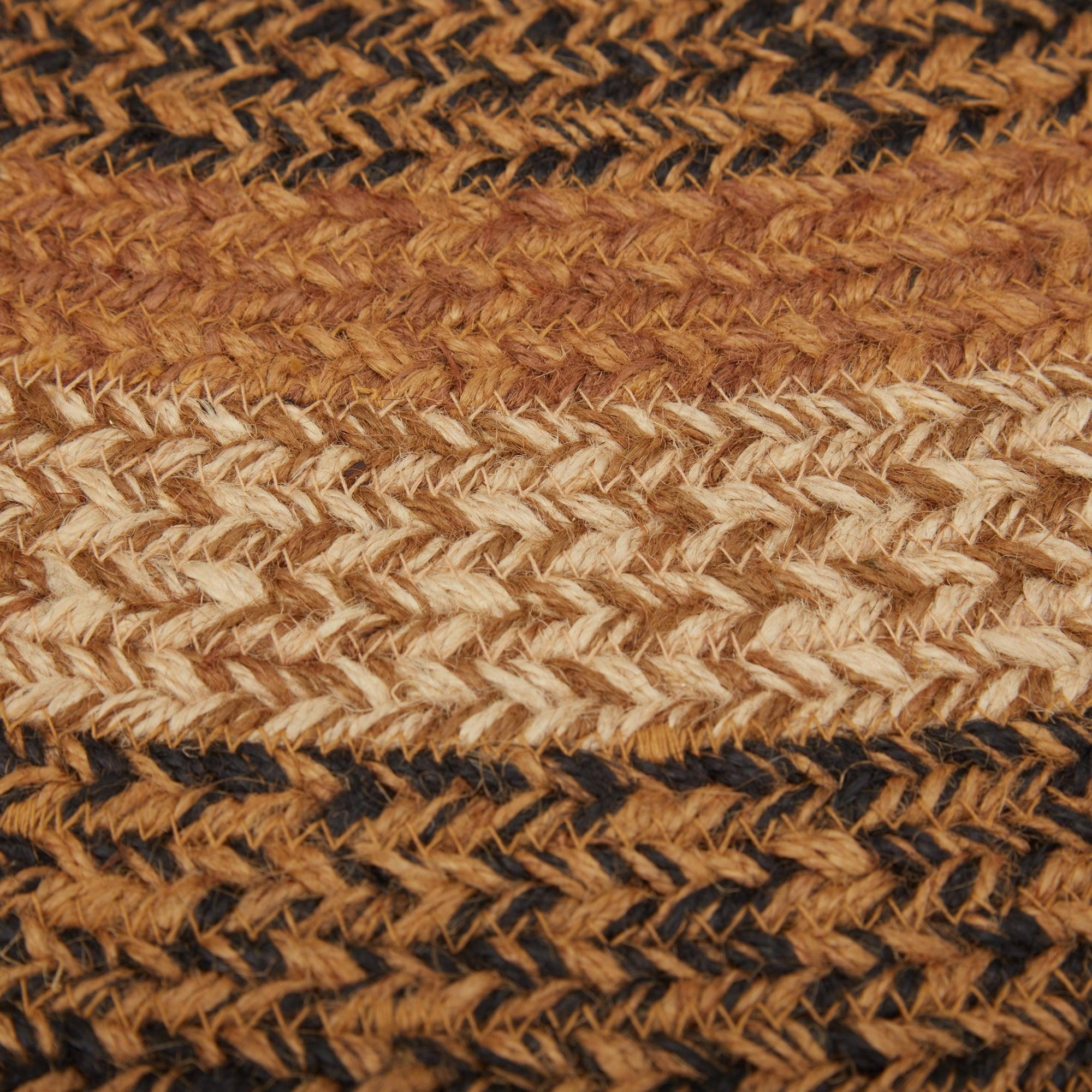 Rug Kettle Grove Jute Primitive Black Tan Braided No Slip Floor Mat TCC Brands