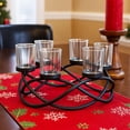 thumbnail image 6 of Seraphic Round Candle Holder Table Centerpiece, Black, 6 Clear Cups, 6 of 10