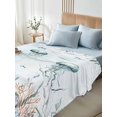 thumbnail image 4 of Twin XL Size Flat Sheet Only, Green Jellyfish Coastal Soft Brushed Microfiber Bed Sheets, Summer Beach Coral Starfish Nautical Hotel Quality Breathable Bedding Top Sheet, Easy Care, 66"x102", 4 of 9