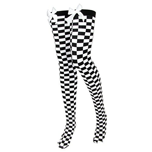 Black /& White Checker Thigh-High Halloween Adult Women/'s Cosplay Costume Tights