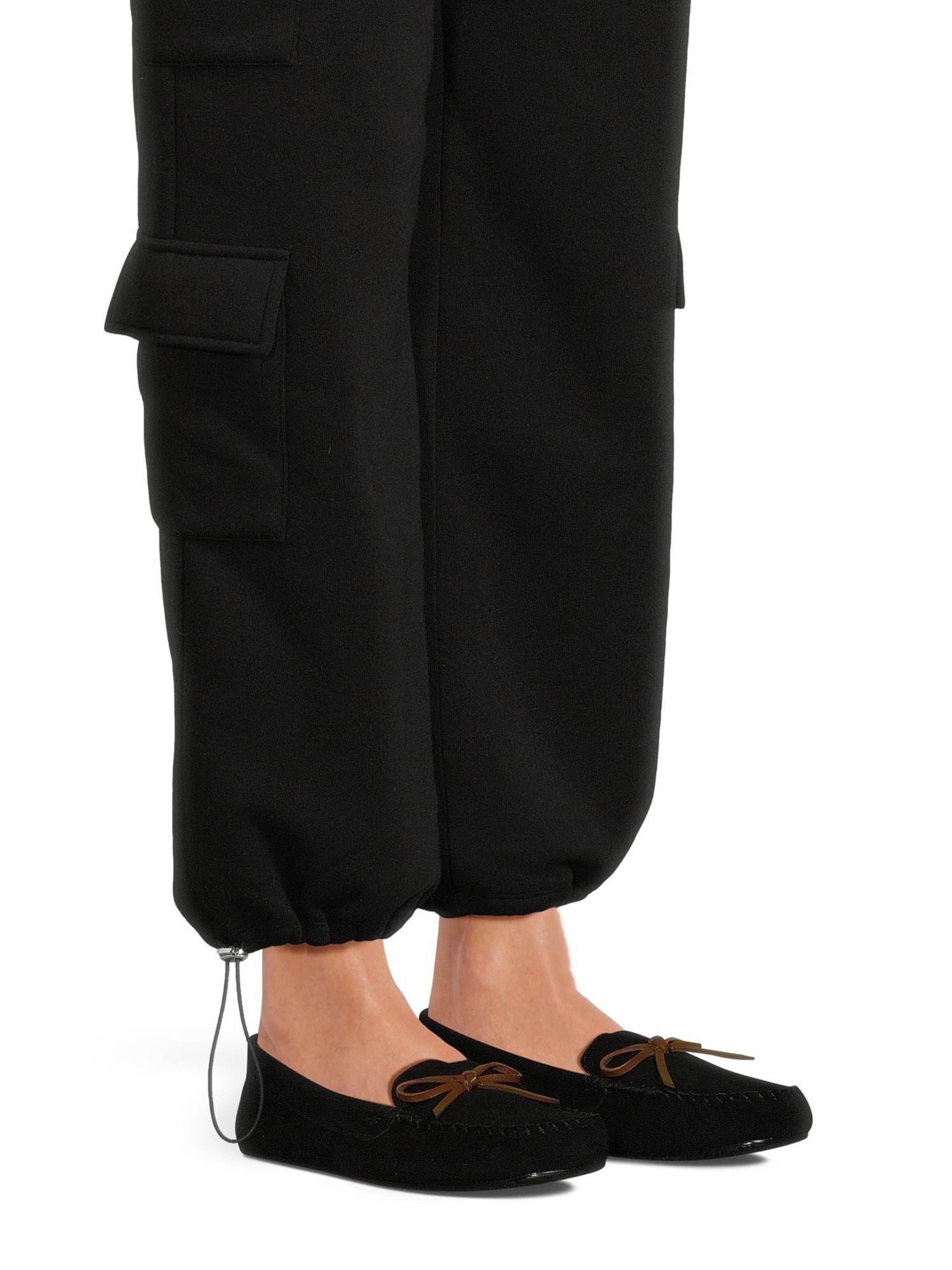 Joyspun Women's Suede Moccasin Slippers, Wide Width Available