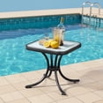 thumbnail image 3 of Ktaxon 18" Square Outdoor Side Table with Tempered Glass Top, Ripple-patterned Courtyard Glass Table, Black, 3 of 8