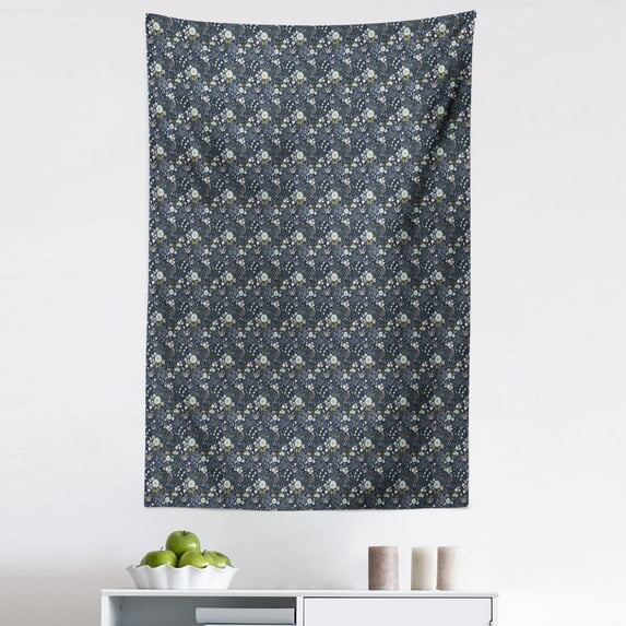 Garden Art Tapestry, Summer Flowers with Tiny Leaves and Sprouts Complex Design Reviving Nature Theme, Fabric Wall Hanging Decor for Bedroom Living Room Dorm, 5 Sizes, Multicolor, by Ambesonne