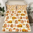 thumbnail image 2 of Homewish Kawaii Capibara Teens Queen Sheet Sets, Cute Hamburger Fast Food Flat Sheet, Yellow Cartoon Animal Queen Fitted Sheet, Luxury Bedroom Decor, 4-Piece, 2 of 7