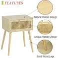 thumbnail image 3 of Bohemian Rattan Nightstand with Drawer - Solid Wood Legs - Natural Finish, 3 of 6