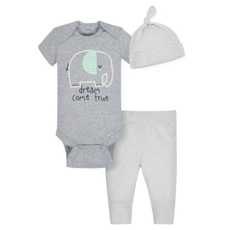 Gerber Organic Cotton Take Me Home Outfit Set, 3pc (Baby Boys or Baby Girls, Unisex)