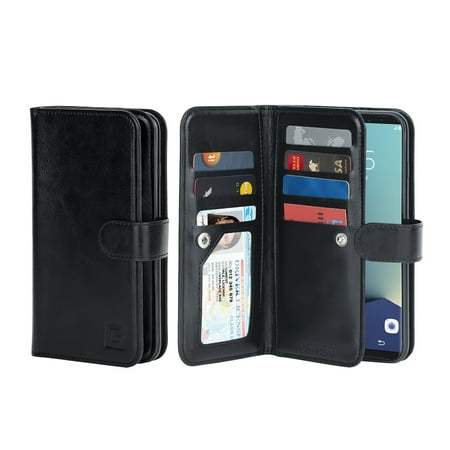 Gear Beast Galaxy S9 Wallet Case, Flip Cover Dual Folio Case Slim Protective PU Leather Case with 7 Slot Card Holder Including ID Holder 2 Inner Pockets Stand Feature Wristlet For Men and Women