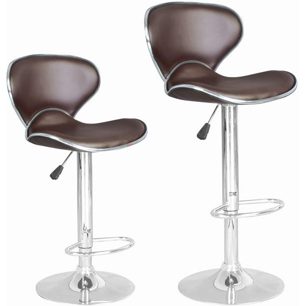 Counter Height Bar Stools Set Of 2, Low Back Leather Swivel Bar Stools