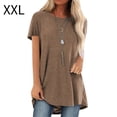 thumbnail image 2 of Qarigey Camisa de mujer con cuello y manga corta en color liso Prendas para la parte del cuerpo Caqui XXL, 2 of 4