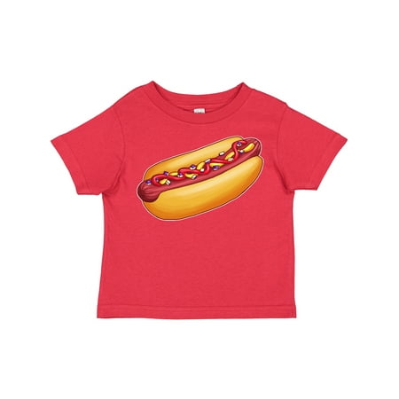

Inktastic Hot Dog Illustration with Mustard Onions and Ketchup Gift Toddler Boy or Toddler Girl T-Shirt